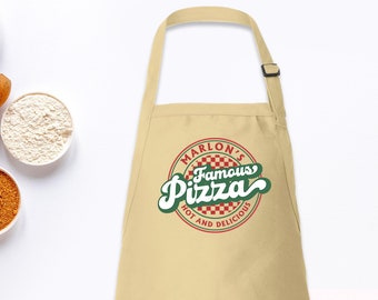Personalized Pizza Logo apron, Gift for Dad, Famous Pizza, Custom Dad gift, New York Style, Stone baked, pizza making accessories,