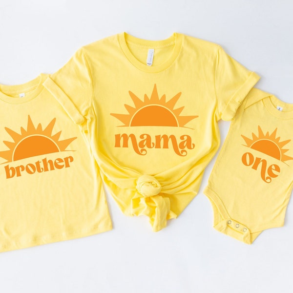 Sunshine First Birthday Party T-shirts, Mommy and Me Shirts, Matching Family Tees, Matching Family Shirts, First Trip Around The Sun