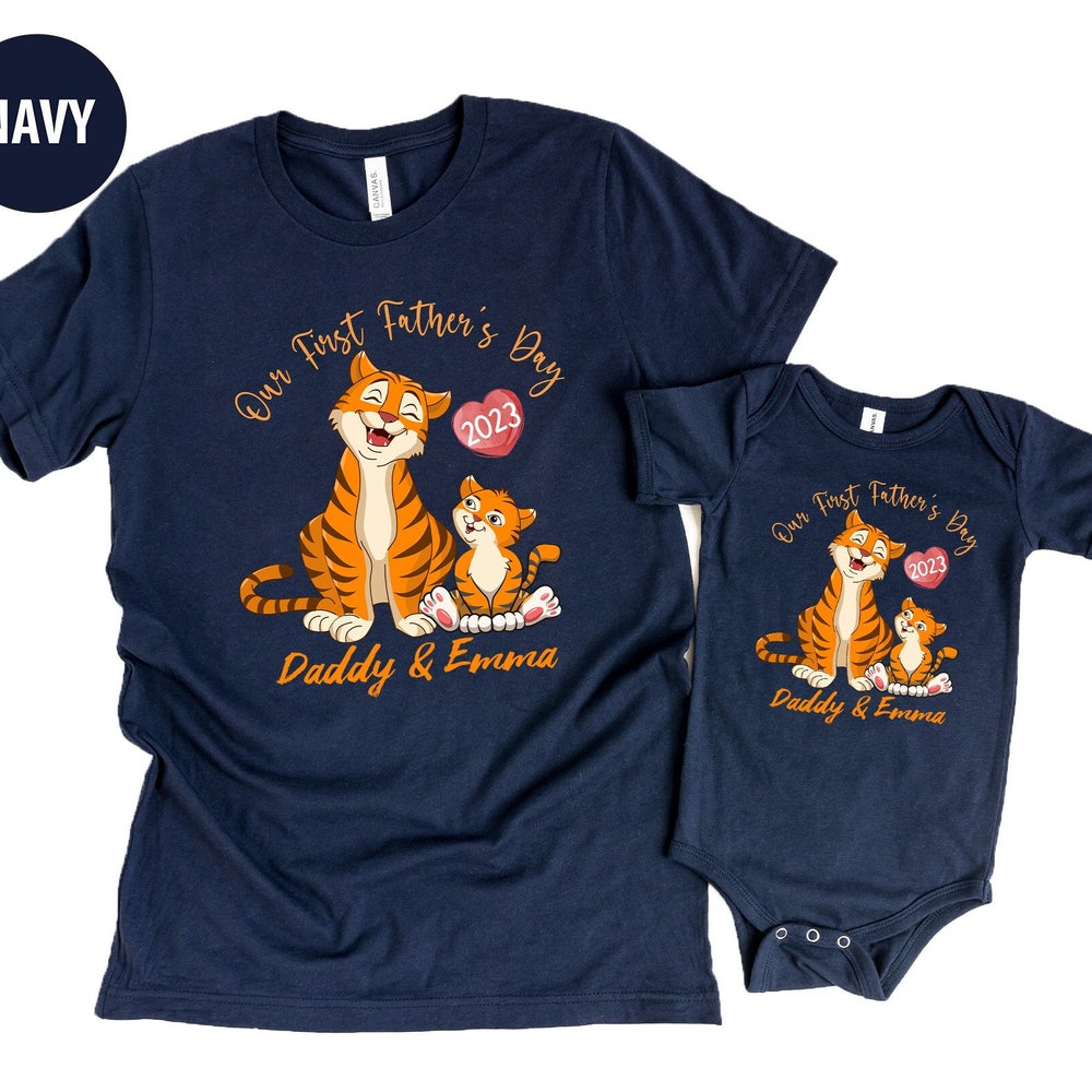 Fathers Day Matching Our First Father'S Day Gift, Tiger First Fathers Day Personalized Matching Shirts, Dad & Baby Matching Tiger Shirt, Father'S Day Baby Gift Daddy And Me Unisex Style Shirthome