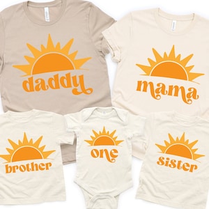 Sunshine First Birthday Party T-shirts, Mommy and Me Shirts, Matching Family Tees, Matching Family Shirts, First Trip Around The Sun