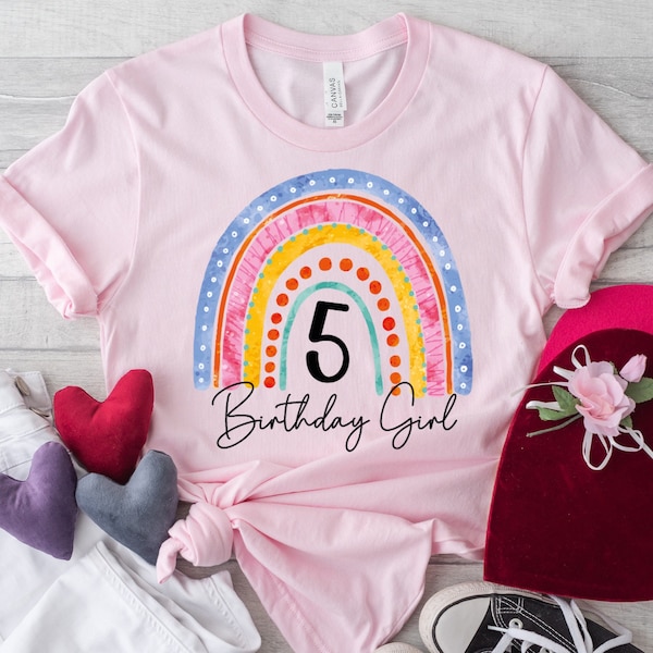 5th Birthday Shirt, Girl, 5th Birthday TShirts, Five Year Old Birthday Girl Shirt, 5 Year old Birthday, Birthday Countdown, Gift