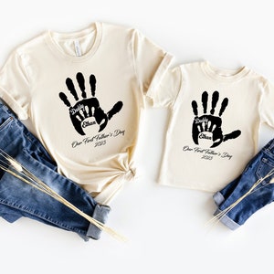 Personalized Our First Father's Day Hands Dad & Baby Set Daddy Baby Gift T-shirt bodysuit romper Baby grow vest Gift set boy girl