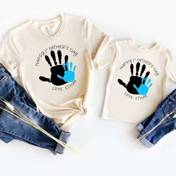 Personalized Our First Father's Day Hands Dad & Baby Set Daddy Baby Gift T-shirt bodysuit romper Baby grow vest Gift boy girl