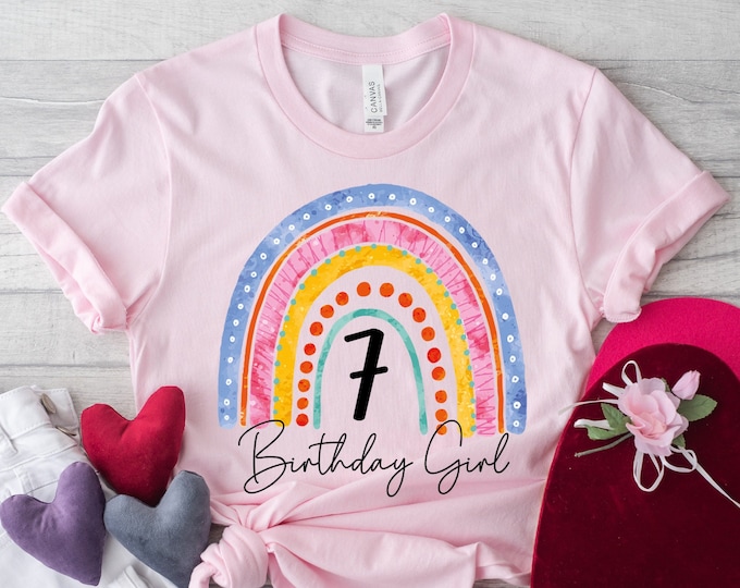 7th Birthday Shirt Gift Age 7 Year Old Girls Tshirt Tee