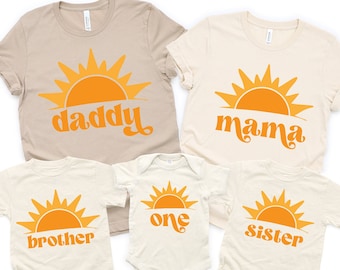 Sunshine First Birthday Party T-shirts, Mommy and Me Shirts, Matching Family Tees, Matching Family Shirts, First Trip Around The Sun
