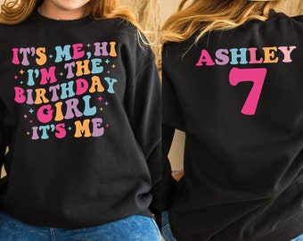 It&#39;s me Hi I&#39;m the Birthday Girl It&#39;s Me T-shirt, Custom Birthday Name Age T-shirt, It&#39;s me Hi T-shirt, Personalized Birthday T-shirt