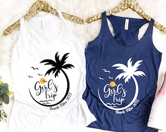 Girls Trip Shirts, Custom Beach Tanks for Girls Trip, Custom Vacation T-Shirts for Women, Weekend Trip T-shirts for Woman