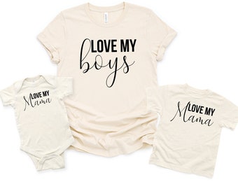 I love my boys, I love my Mama, Matching boy mama shirts, Mama of boys, Mommy and me matching tees for Mother's Day, Mama and me tees