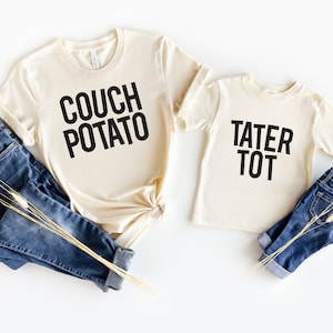 Couch Potato And Tater Tot Shirts, Funny Dad And Kid Matching Shirts, New Dad Shirt, Matching First Father&#39;s Day Tops And Tees