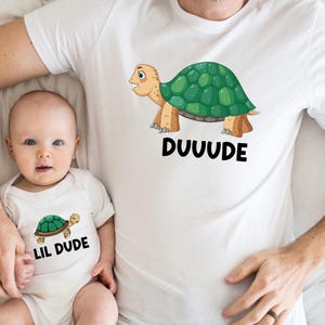 Dude And Lil Dude Shirts, Matching Turtles Father Son Shirts Gift For Father&#39;s Day, First Fathers Day Gift, Turtle Daddy and Me Shirt
