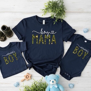 Mama's Boy Camo Print Shirts, Mother's Day Matching Family Apparel