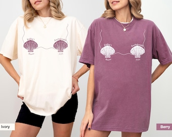 Custom Mermaid Bachelorette Comfort Colors Tee: Seashells Bikini, Last Splash