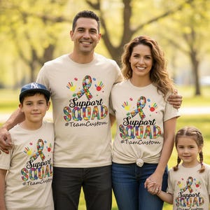 Autism Awareness Support Squad Shirts, Custom Team Apparel, Neurodiverse Pride image 3