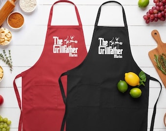 The Grillfather Apron: Custom BBQ Apron, Chef Gift