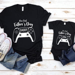 Custom Gamer Father's Day Matching Shirts: Dad & Baby