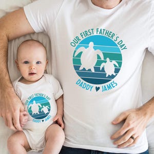 Personalized Turtle Father And Son Shirt, Disney Turtle Dad Son Matching Tee, Father&#39;s Day Gİft, Daddy Shirt With Kids Names, New Dad Tees