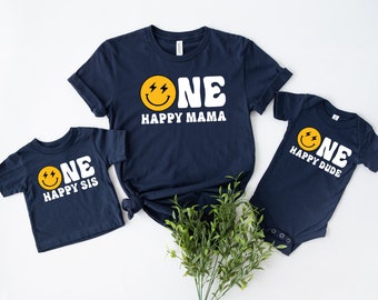 One Happy Dude Matching Birthday Shirts, 1st Birthday Shirt, Face Birthday Outfit, One Happy Dude Family Birthday Tees, Mommy and Me