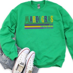 Womens Mardi Gras Sweatshirt - NOLA Parade Outfit with Beads - Louisiana-themed Shirt - MardiTshirt