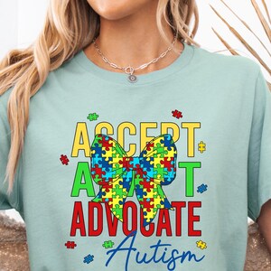 Autism Awareness Shirt: Accept Adapt Advocate, Inclusion Tee
