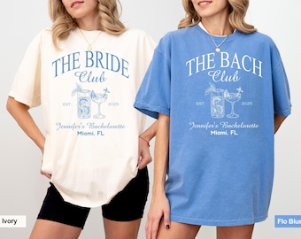 Custom Bachelorette Party Comfort Colors Tee: Bride Club, Miami Trip 2025
