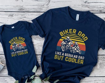 Biker Dad Motorcycle Shirt, Father's Day Matching Top