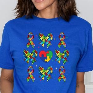 Autism Awareness Shirt: Puzzle Ribbon Bow, Support Inclusion Tee