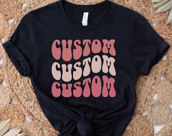 Personalized Retro Wavy Text Sweatshirt: Custom Stacked Letters Shirt