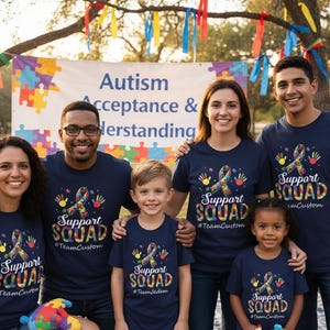 Autism Awareness Support Squad Shirts, Custom Team Apparel, Neurodiverse Pride image 2