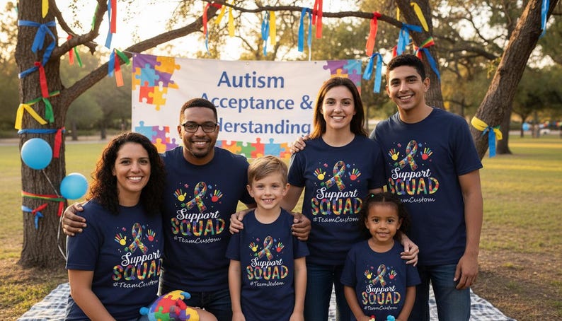 Autism Awareness Support Squad Shirts, Custom Team Apparel, Neurodiverse Pride image 2