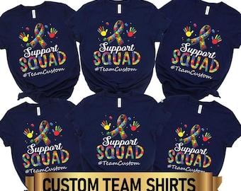 Autism Awareness Support Squad Shirts, Custom Team Apparel, Neurodiverse Pride