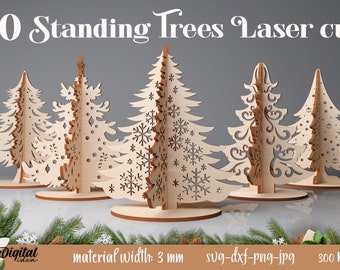 Sapin de Noël 3D en téléchargement numérique SVG, modèle découpé au laser, décoration de vacances fichiers découpés au laser