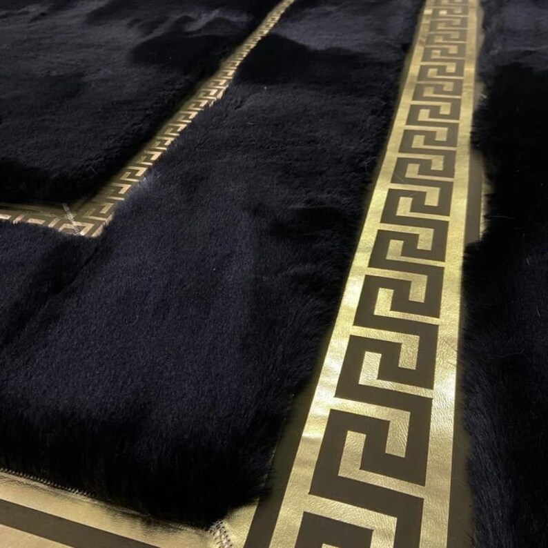 Luxury Black Gold Large Plush Area Rug 6 X 8 Natural Plush Etsy