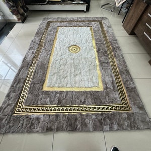 Luxury Soft White Gold Wool Living Room Rug 6X8, Fur Shaggy Fluffy Area ...