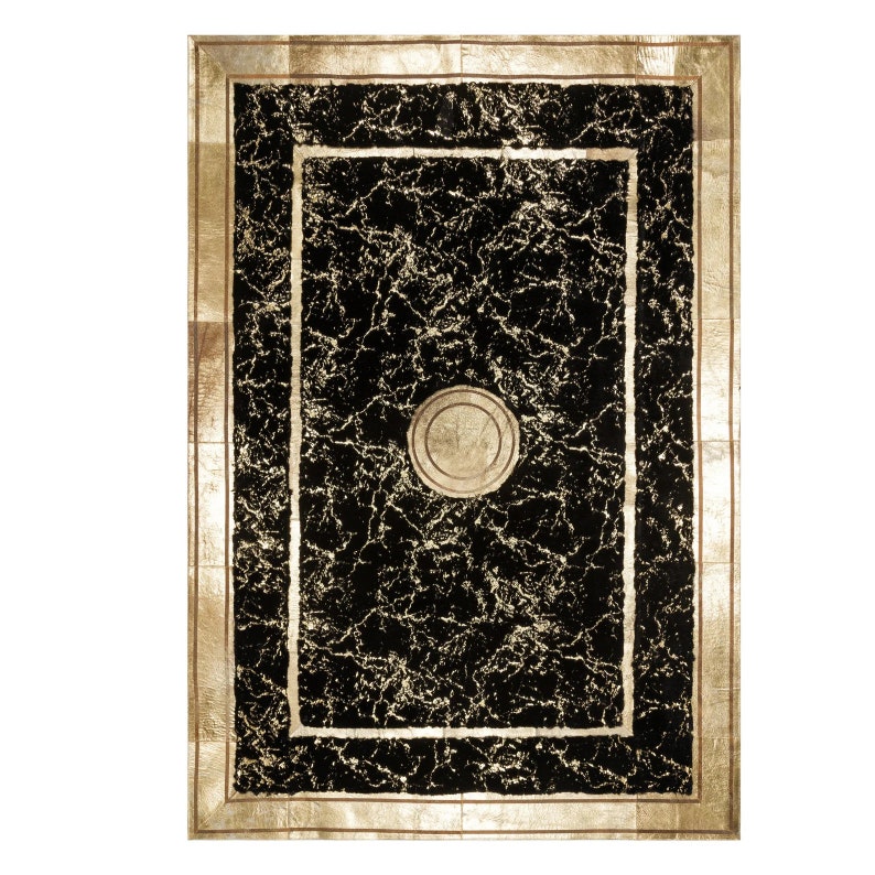 Plush Black Gold Area Rug Black and Gold Fluffy Rug Living Etsy