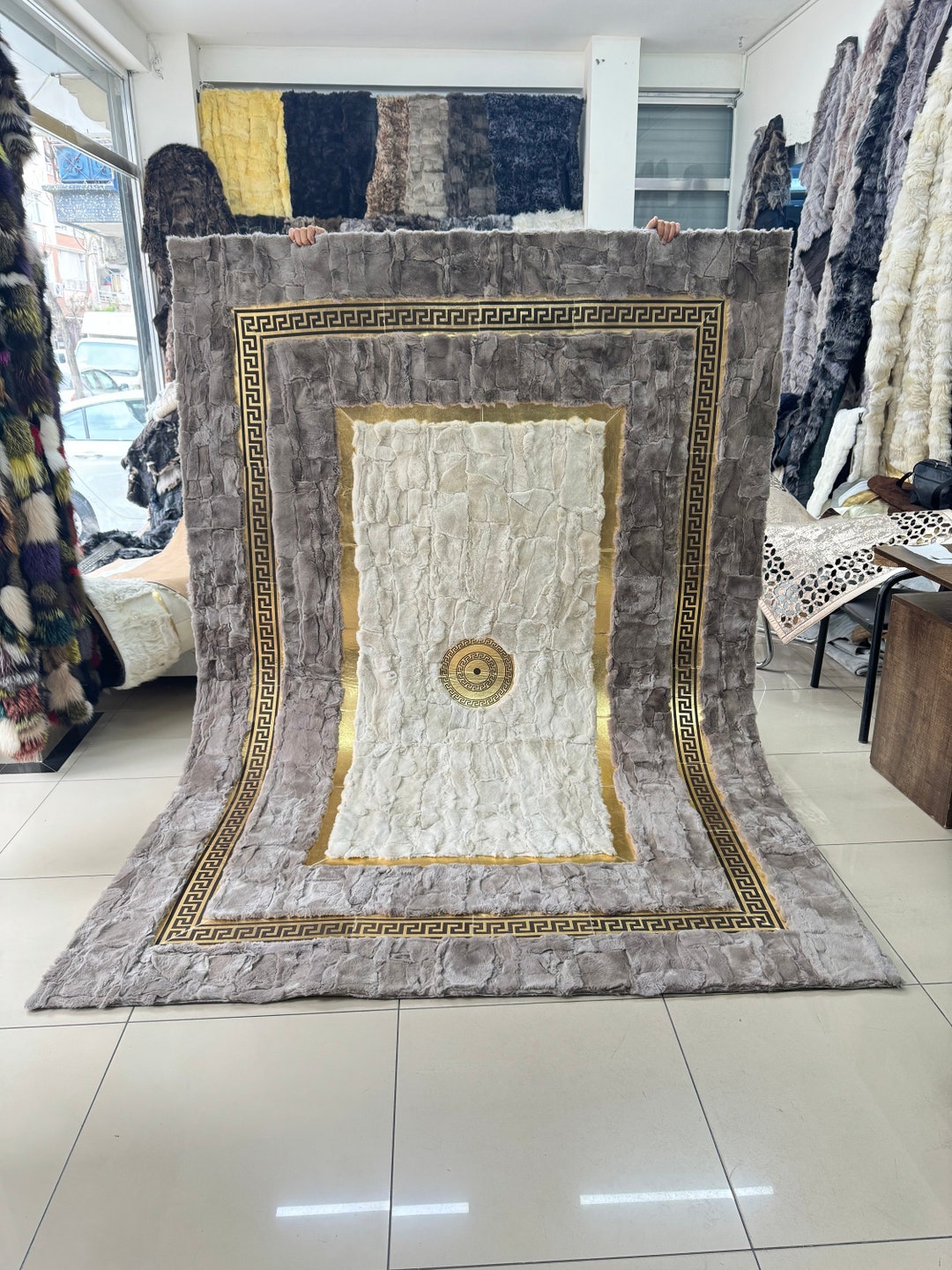 Luxury Soft White Gold Wool Living Room Rug 6X8, Fur Shaggy Fluffy Area ...