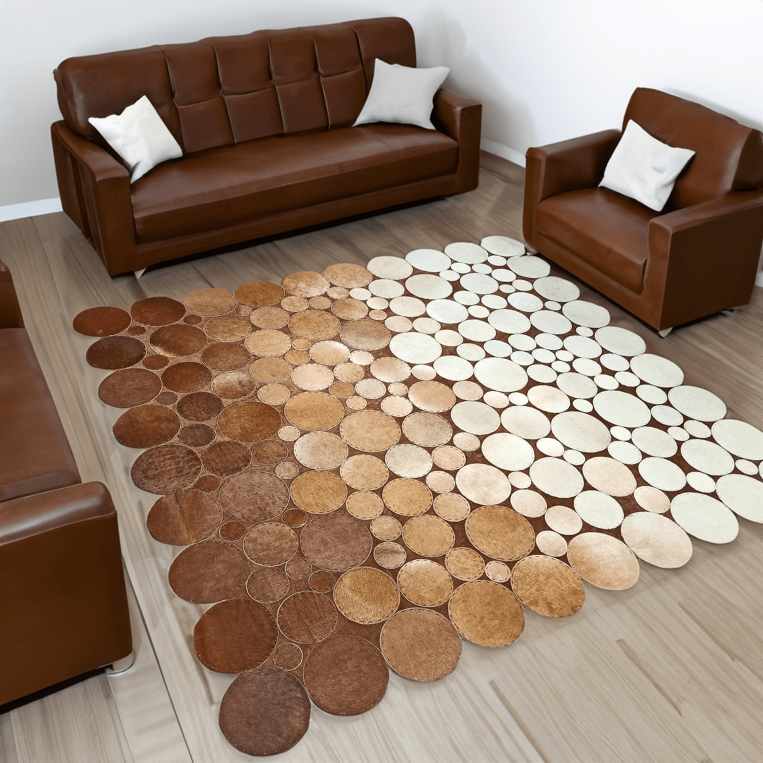 Round Patchwork Star Cowhide Rug - Size 40 Inches – Artisan Cowhides