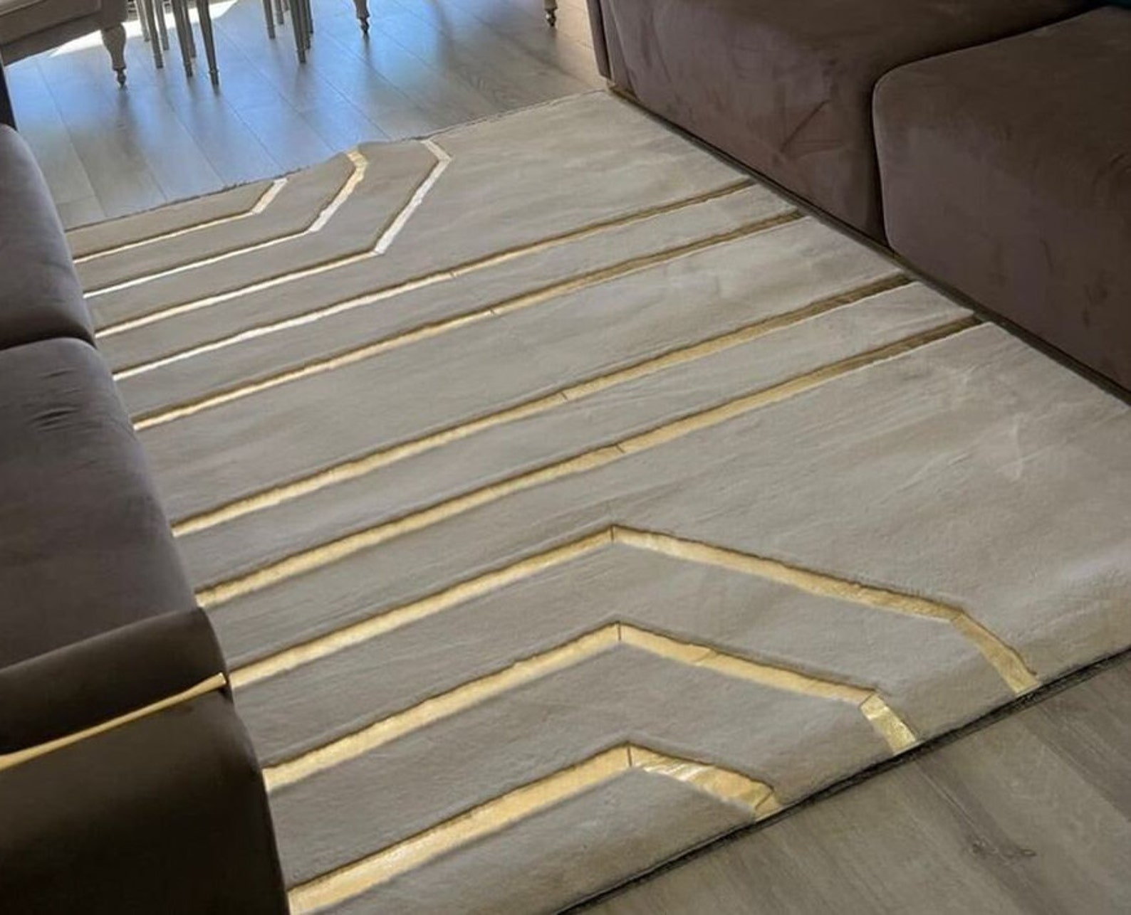 Plush White Gold Soft Area Rug Living Room Soft Faux Leather Etsy