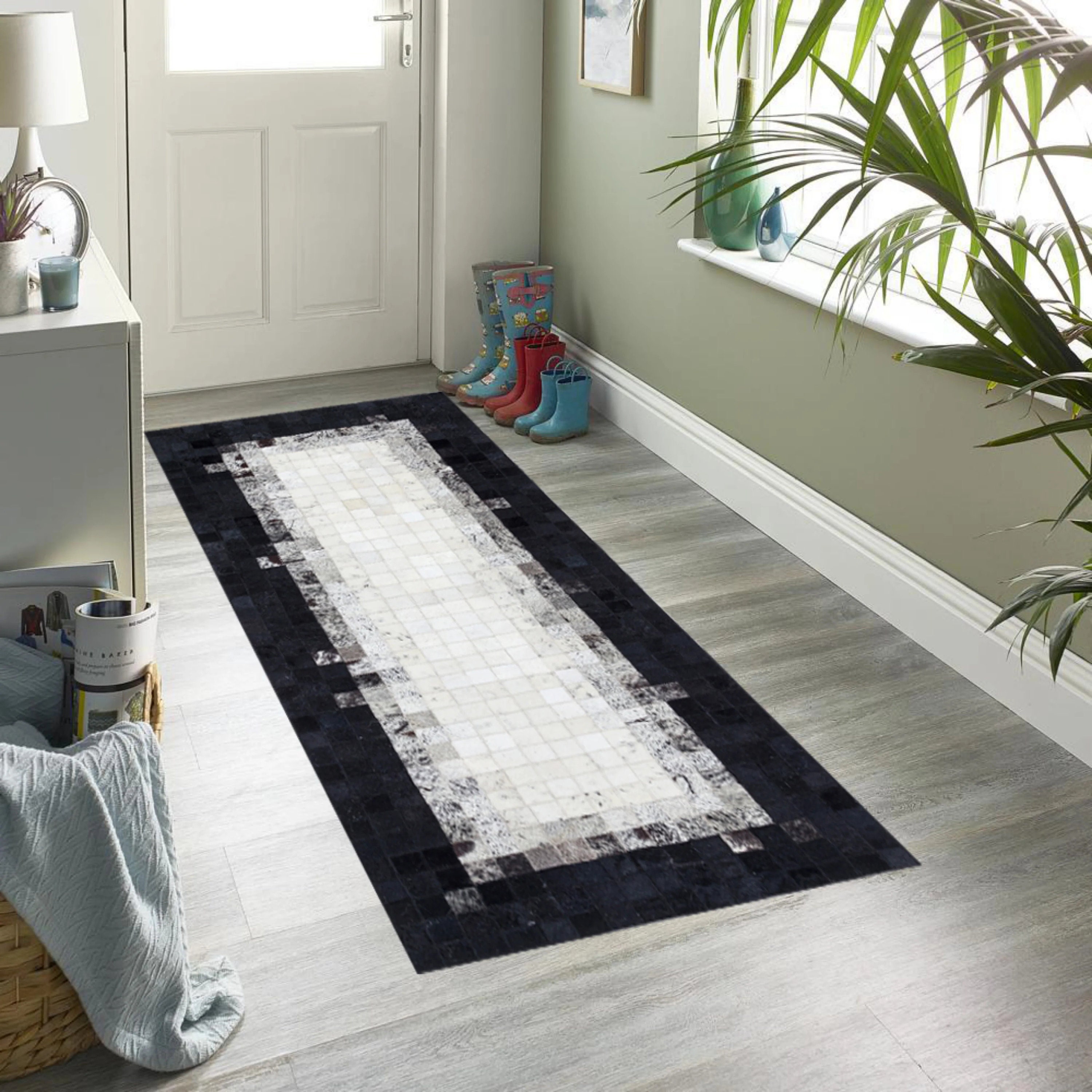 Hallway Cowhide Runner Rug Patchwork Cowhide Corridor Rug Etsy