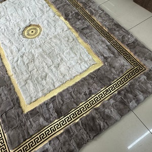 Luxury Soft White Gold Wool Living Room Rug 6X8, Fur Shaggy Fluffy Area ...