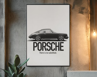 Porsche Black and White Wall Art, vintage digital wall art, downloadable wall prints