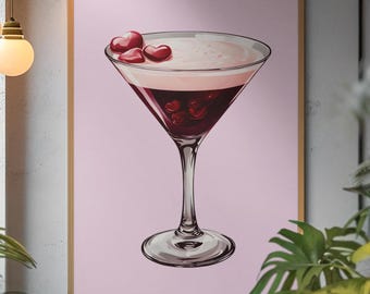 Valentine's Day Espresso Martini Art Print, Trendy Cocktail (Digital Download)