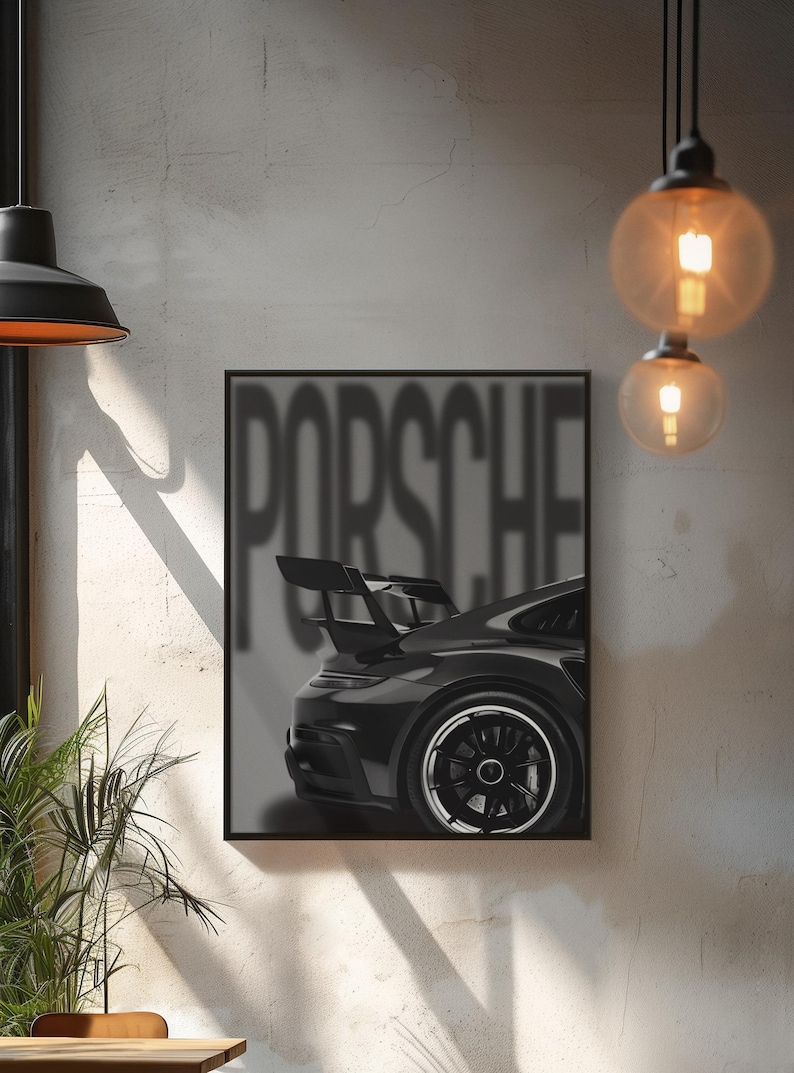 Vintage Porsche Black and White Wall Art, Digital Download, Printable ...