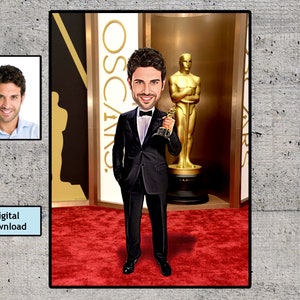 Personalised Cartoon Oscars Award , Customized Award Oscar Caricature, Personalized Cinema Oscar Gift, Digital Download