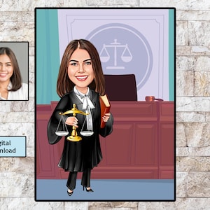 Personalized Lawyer Cartoon Portrait: Custom Caricature Gift (Digital Download)