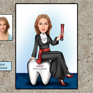 Dental Student Gifts - Custom Portrait as Cartoon Character / Dental School Gifts / Personalized Dentist Graduation Gift