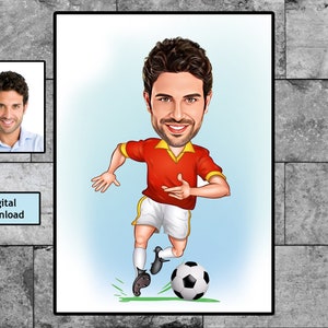 Custom Soccer Player Cartoon Portrait, Soccer Caricature, Soccer Gift, Footballer Cartoon, Soccer Portrait, Custom Caricature from Photo