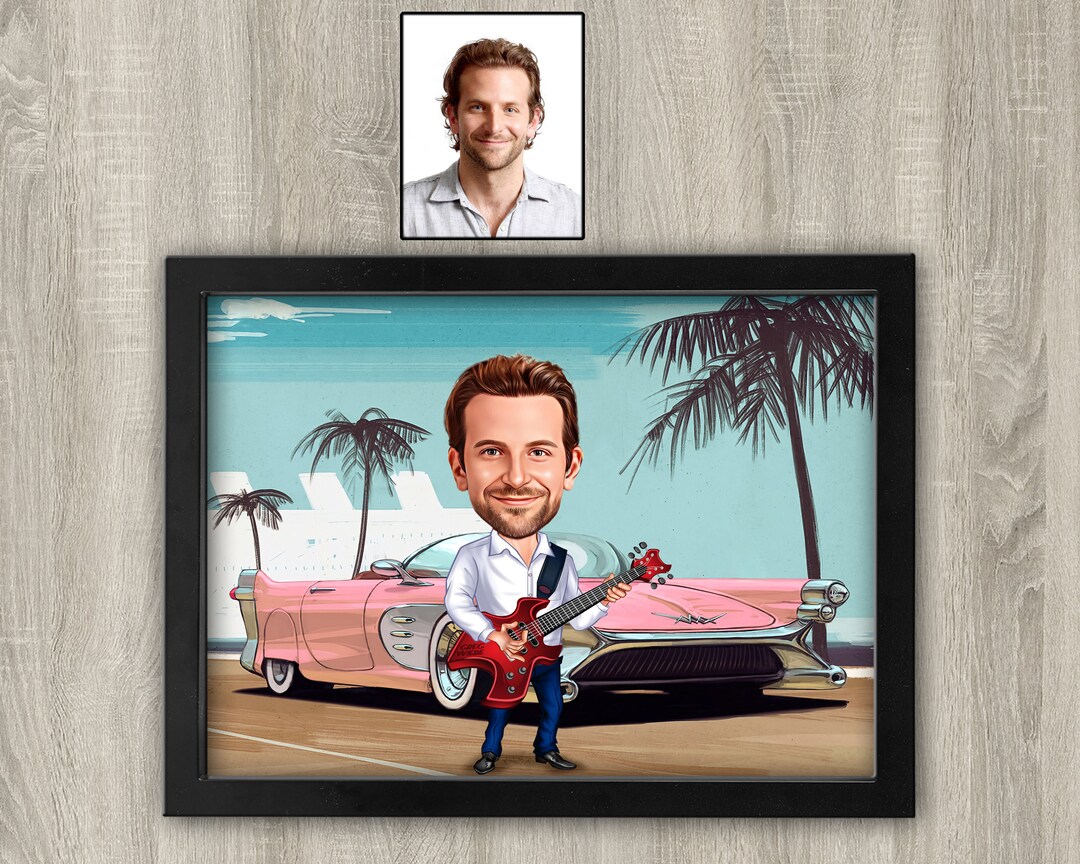 Pink Cadillac Guitarist Male Cartoon Gift/best Music Etsy