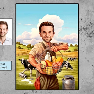 Drover Gift,Farmer Birthday Gift,Farmer Retirement,Funny Farmer Gift,Farmhouse Decor,Gift for farmer,Farmer Caricature,Farm Owner,Farmer Art