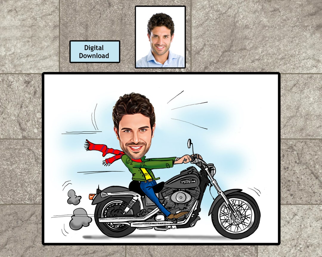 Personalized Biker Caricature | Gift for Motorcycle Riders, Gift for ...