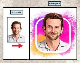Cartoon Portrait From Photo, Social Media Profile Picture, instagram Avatar,Personalized Portrait From Photo,instagram Logo,Digital Download